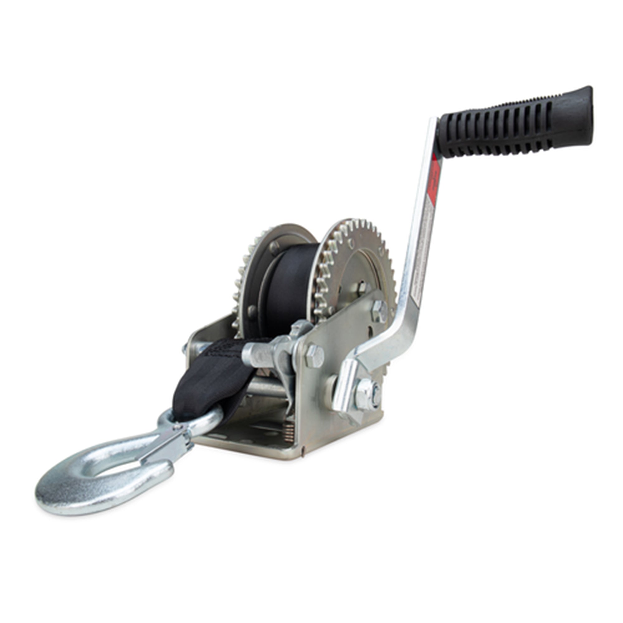 Camco Hand Crank Boat Trailer Winch w/ 20' Strap, 2 Way Ratchet, 2000lb Capacity - VMInnovations