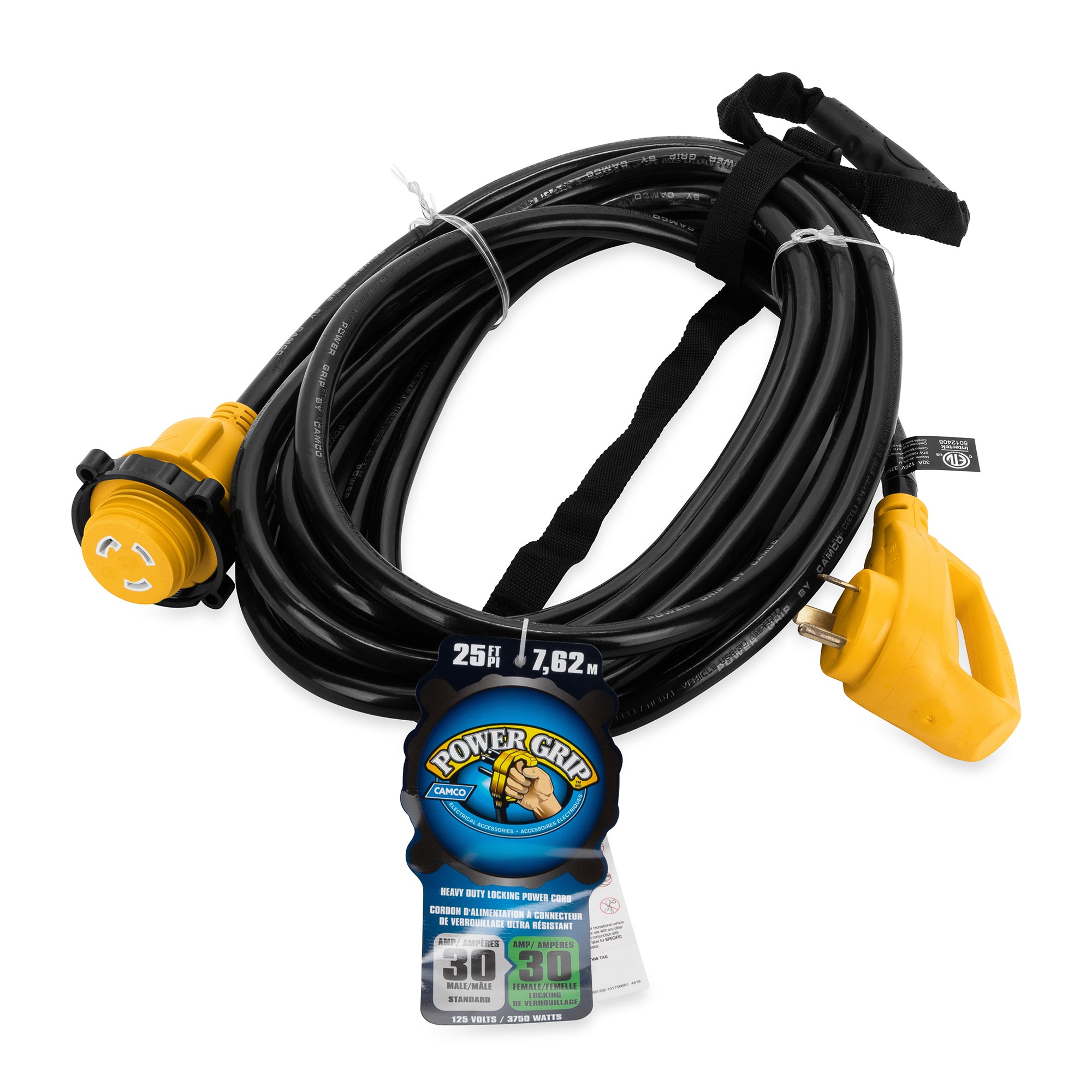 Camco PowerGrip 25 Ft 30 Amp RV Extension Cord Locking Connector 10 Gauge - VMInnovations