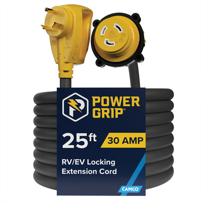 Camco PowerGrip 25 Ft 30 Amp RV Extension Cord Locking Connector 10 Gauge - VMInnovations