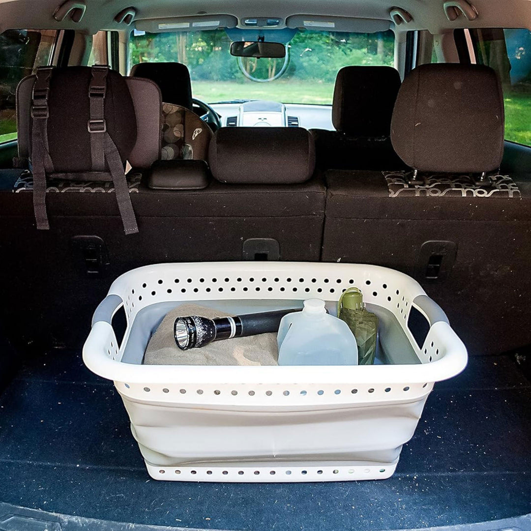 Camco LG Plastic Collapsible Laundry Basket Handles for Storage White (Open Box)