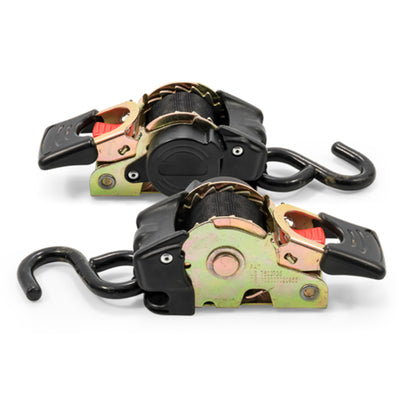Camco Retractable Transom Tie Down Straps, 1" x 5.5' Boat Trailer Straps, Black - VMInnovations