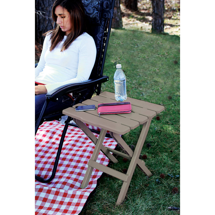 Camco Adirondack Style Folding Plastic Large Table, Indoor or Outdoor Use, Taupe - VMInnovations