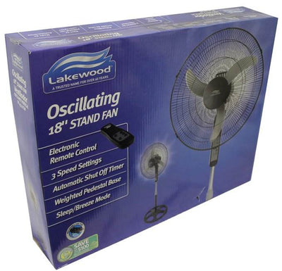 Lakewood LSF1810BR 18" Oscillating Floor Portable Fan Electronic with Stand