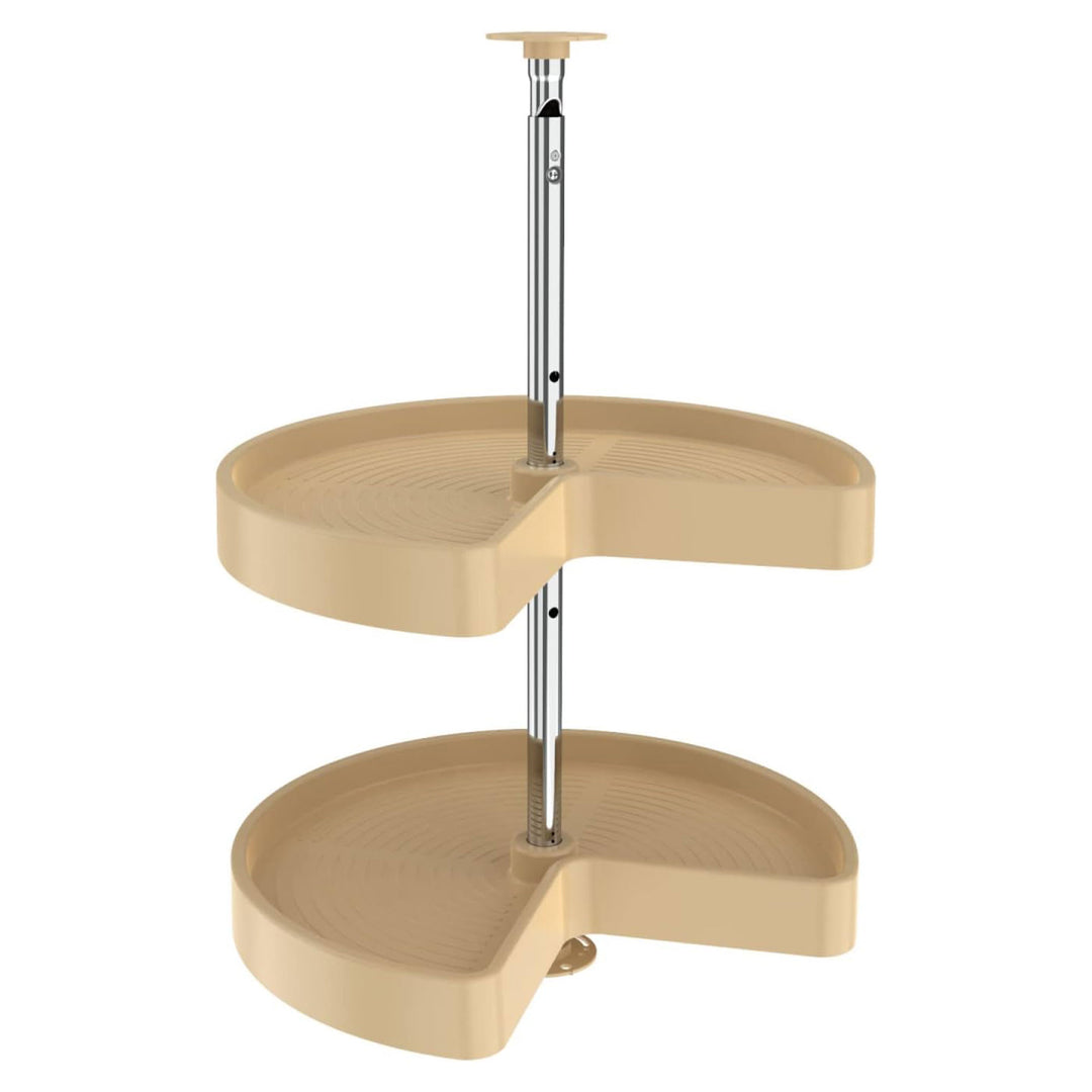 Rev-A-Shelf 18 Inch Polymer 2 Shelf Kidney Lazy Susan Set, 2472-18-15-1, Almond