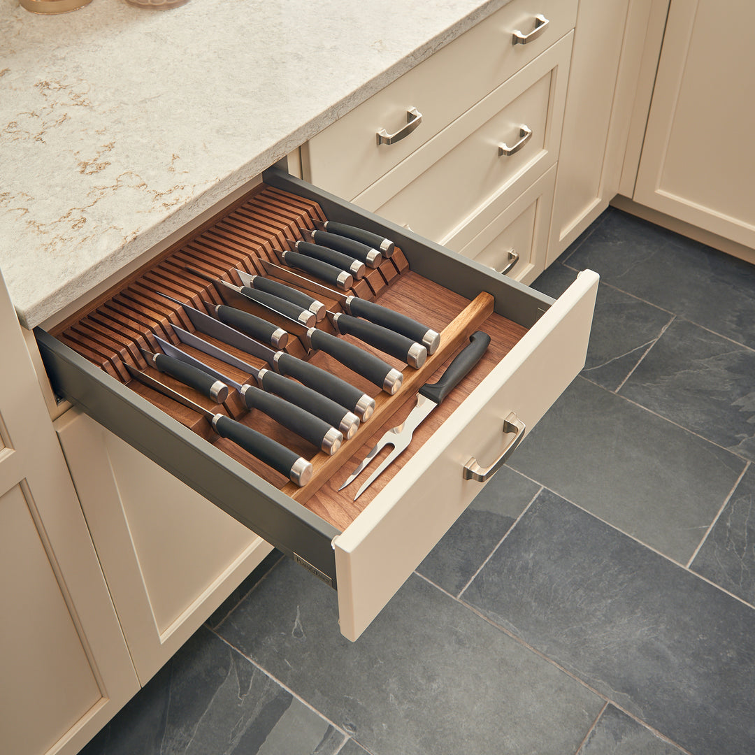 Rev-A-Shelf Trim-to-Fit Knife Block Drawer Insert Organizer, Walnut, 4WDKB-WN-1
