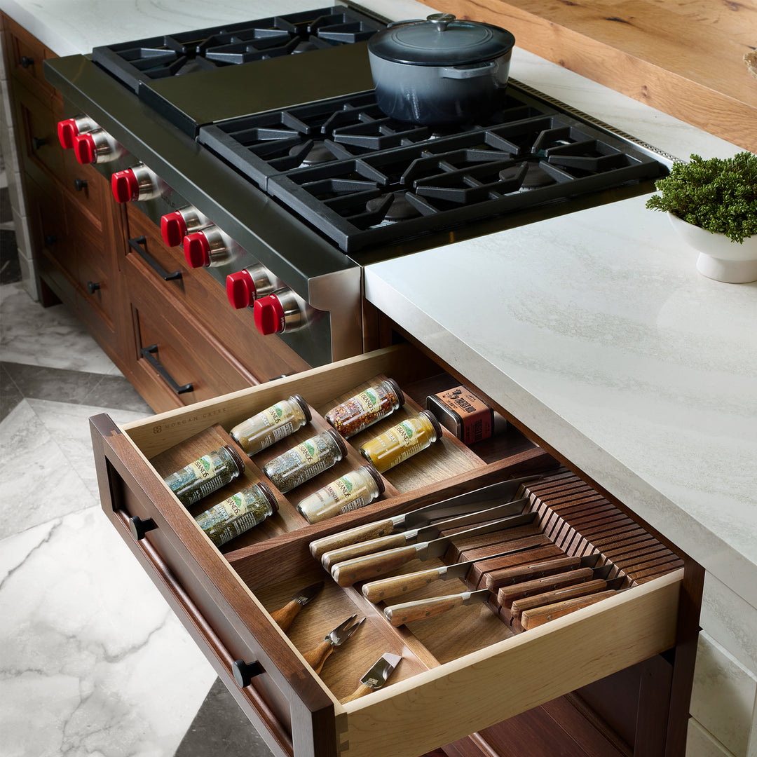 Rev-A-Shelf Trim-to-Fit Knife Block Drawer Insert Organizer, Walnut, 4WDKB-WN-1