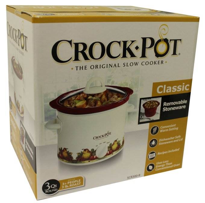 Crock Pot SCR300-R Classic 3 Quart 3 Lb Round Manual Slow Cooker - Open Box