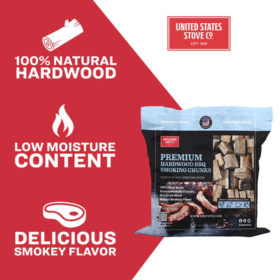 U.S. Stove Company Premium Smoking Wood Chunks for BBQ and Grilling, 10 Lb Bag - VMInnovations