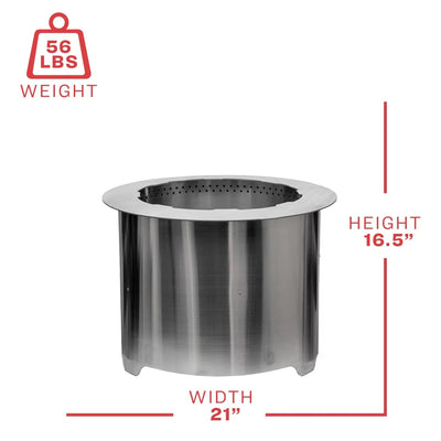 U.S. Stove Company Smokeless Stainless Steel Wood Burning Fire Pit, 21 Inch - VMInnovations