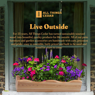 All Things Cedar 22” Outdoor Window Planter, Wooden Wall Box for Plants, Natural - VMInnovations