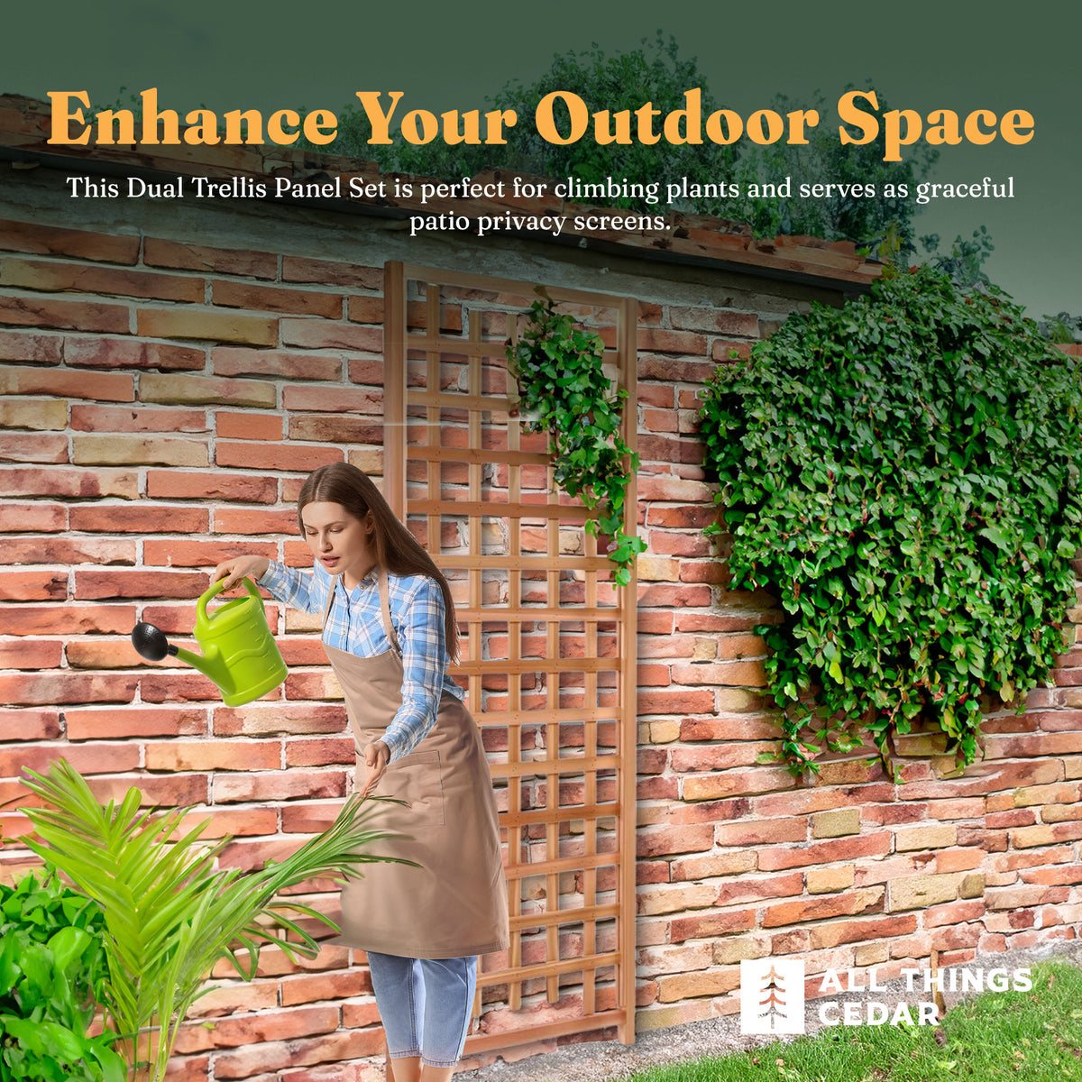 All Things Cedar Outdoor Single Trellis Handcrafted for Climbing Plant(Open Box) - VMInnovations