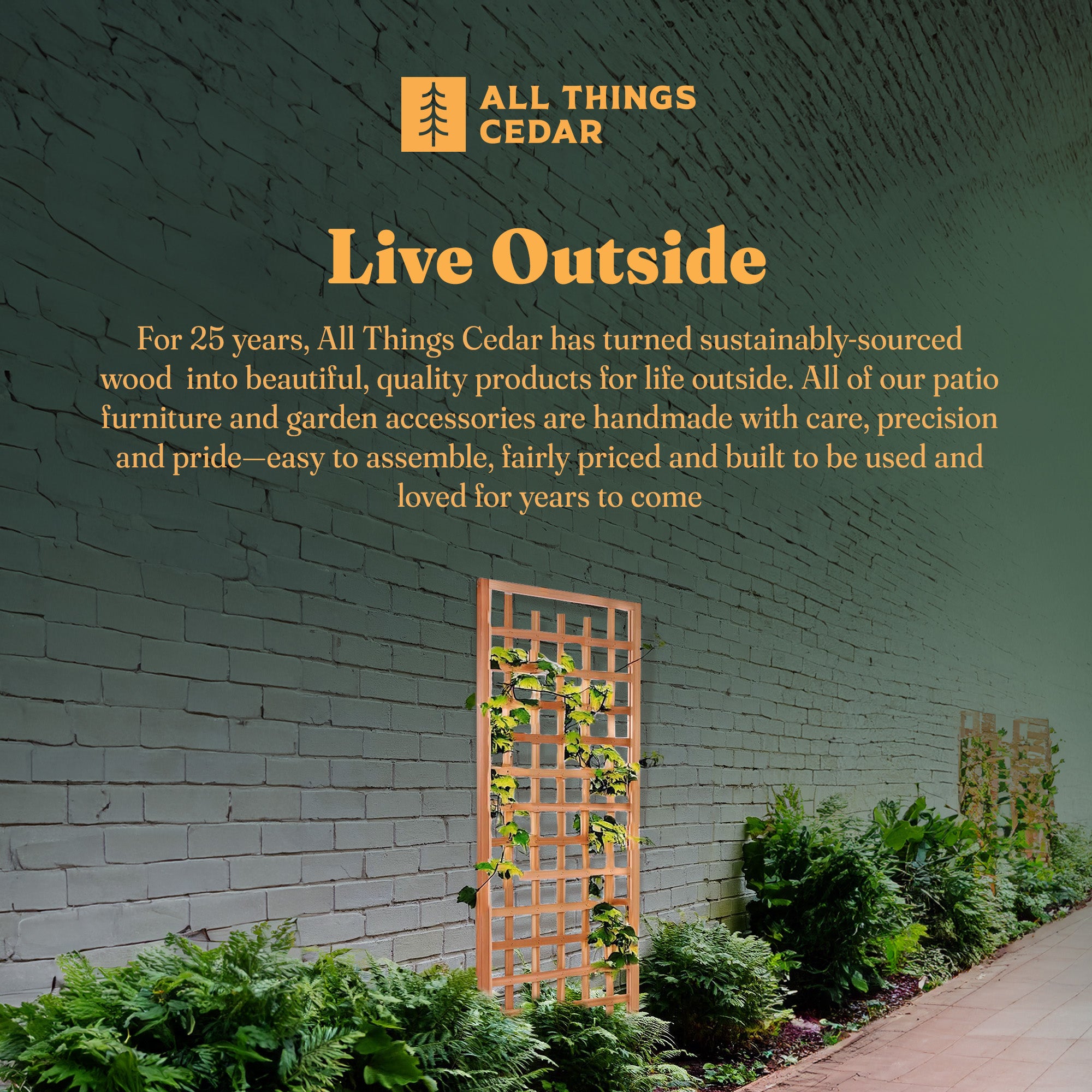 All Things Cedar Outdoor Single Trellis Handcrafted for Climbing Plant(Open Box) - VMInnovations