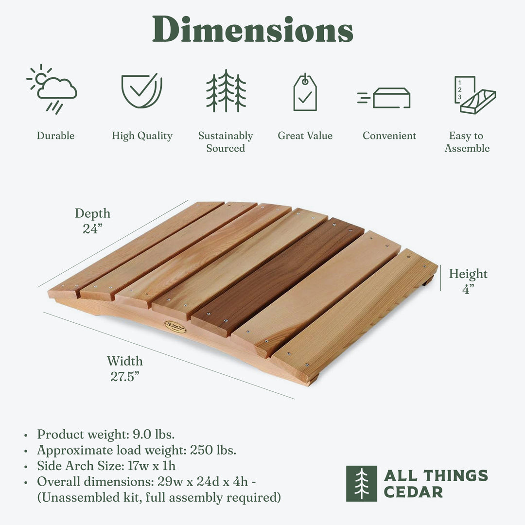 All Things Cedar Outdoor Wood Bridge, Walkway, Backyard Pond, 2’ (Open Box)