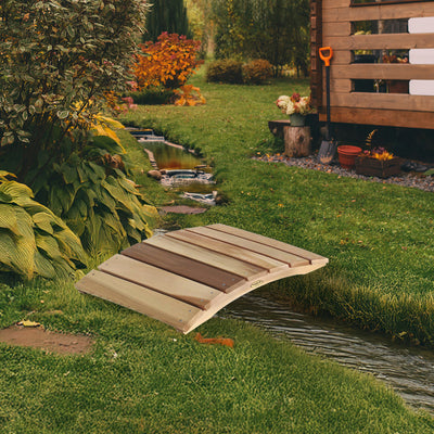 All Things Cedar Outdoor Wood Bridge, Walkway, Backyard Pond, 2’ (Open Box) - VMInnovations