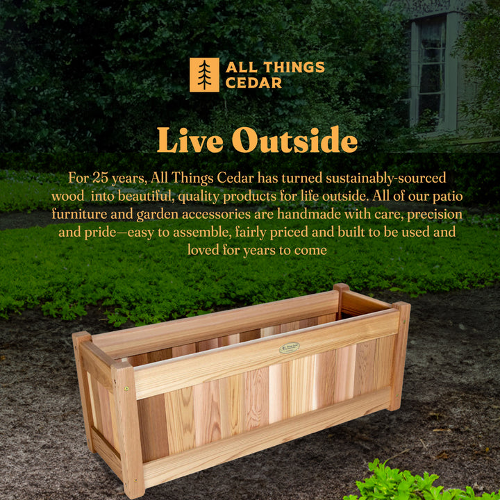 All Things Cedar 32 Inch Planter Box, Garden Bed for Flowers, Herbs & Vegetables