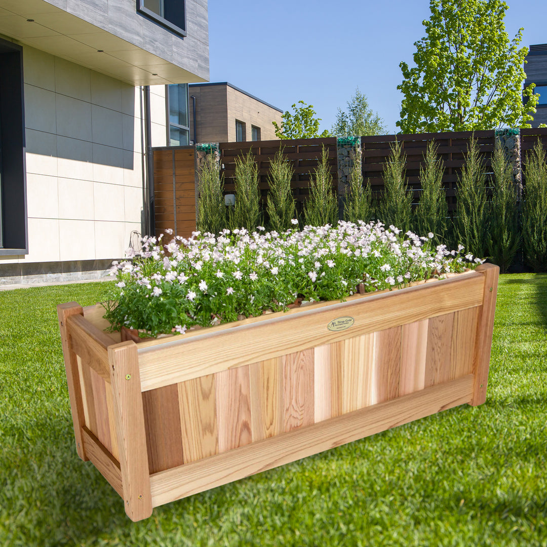 All Things Cedar 32 Inch Planter Box, Garden Bed for Flowers, Herbs & Vegetables