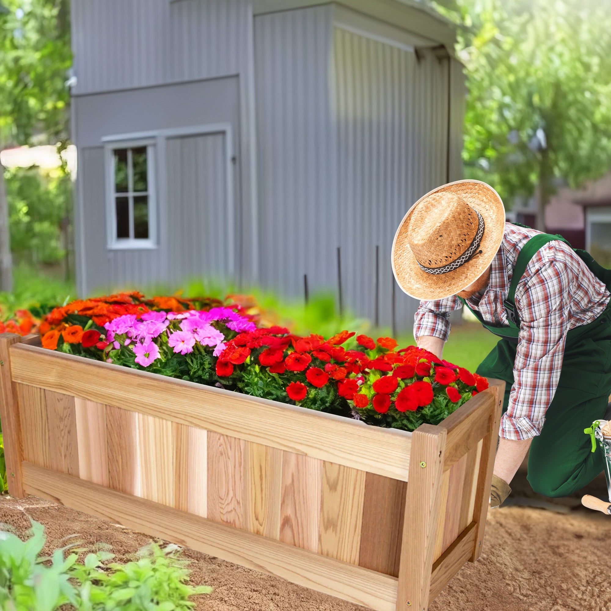All Things Cedar 32" Garden Bed for Flowers, Herbs & Vegetables (Open Box) - VMInnovations