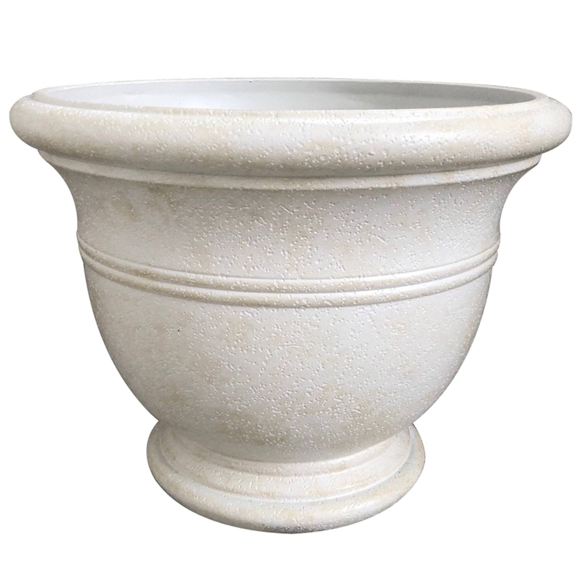 Southern Patio Jean Pierre 15" Planter with Ceramic and Resin Composite, White