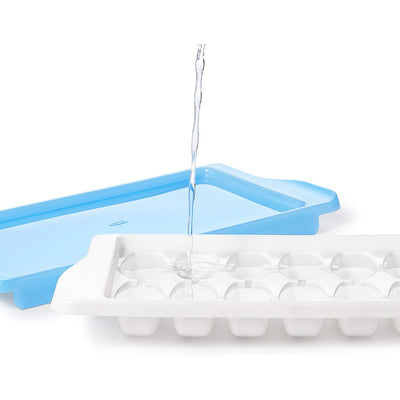OXO Good Grips Durable Lightweight Kitchen Covered Ice Cube Tray, White & Blue