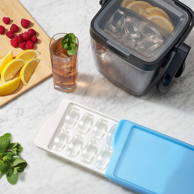 OXO Good Grips Durable Lightweight Kitchen Covered Ice Cube Tray, White & Blue