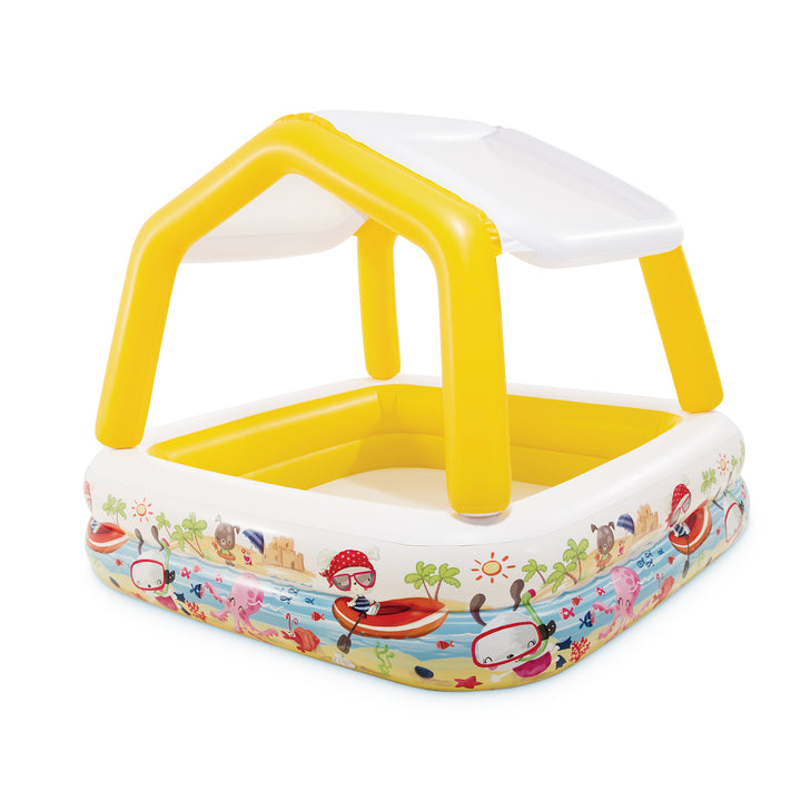Intex 5ft x 48in Inflatable Ocean Scene Sun Shade Kids Swimming Pool With Canopy