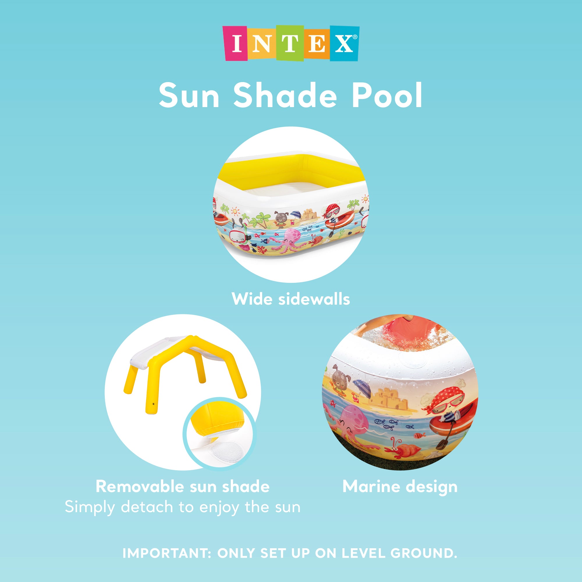 INTEX Sun & Shade Inflatable Kids Swimming Pool w/ Canopy (Open Box)