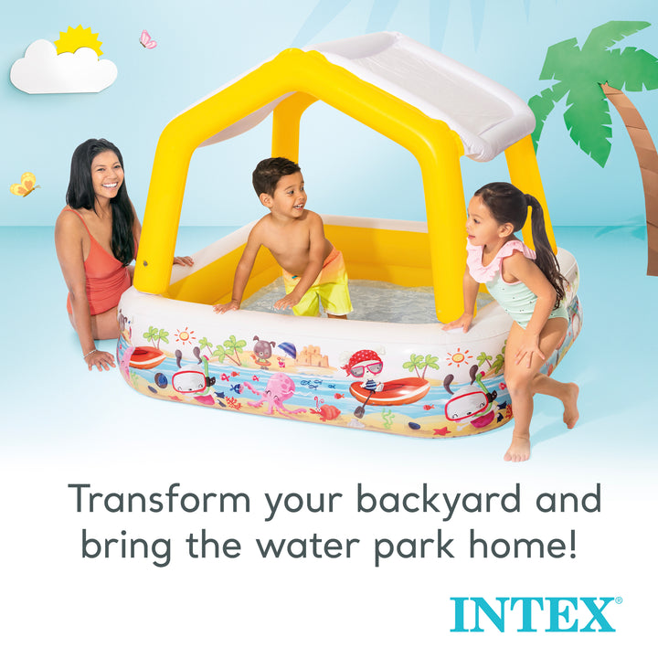 INTEX Sun & Shade Inflatable Kids Swimming Pool w/ Canopy (Open Box) - VMInnovations