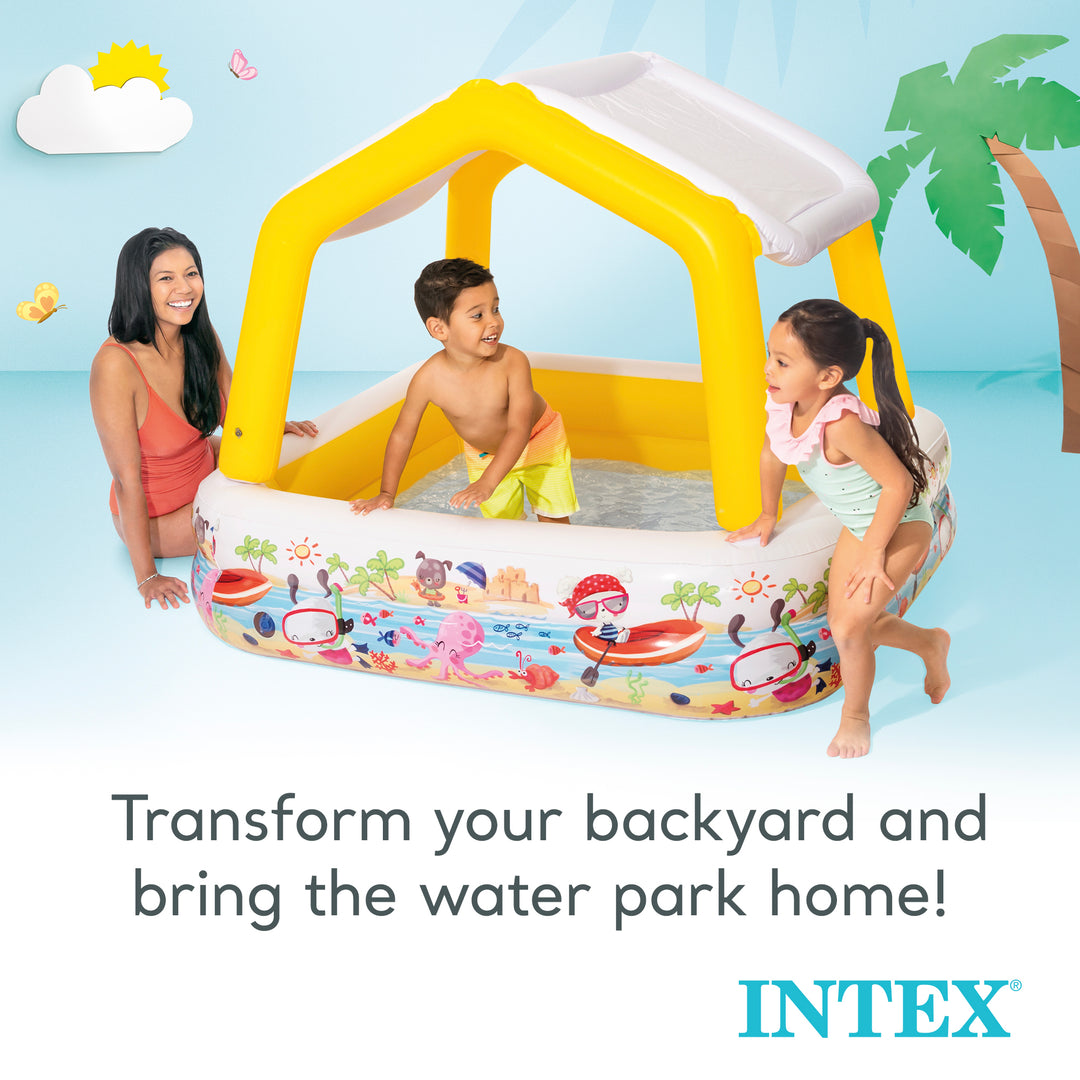 INTEX Sun & Shade Inflatable Kids Swimming Pool w/ Canopy (Open Box) - VMInnovations