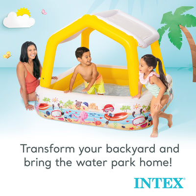 INTEX Sun & Shade Inflatable Kids Swimming Pool w/ Canopy (Open Box)