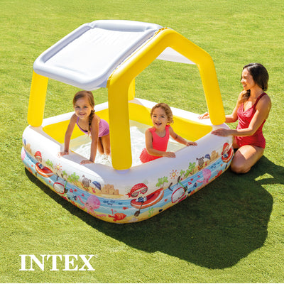 INTEX Sun & Shade Inflatable Kids Swimming Pool w/ Canopy (Open Box)