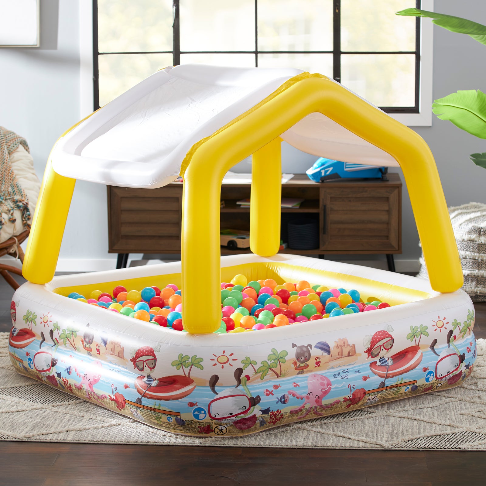 Intex Inflatable Ocean Scene Sun Shade Kids Swimming Pool With Canopy (Used) - VMInnovations