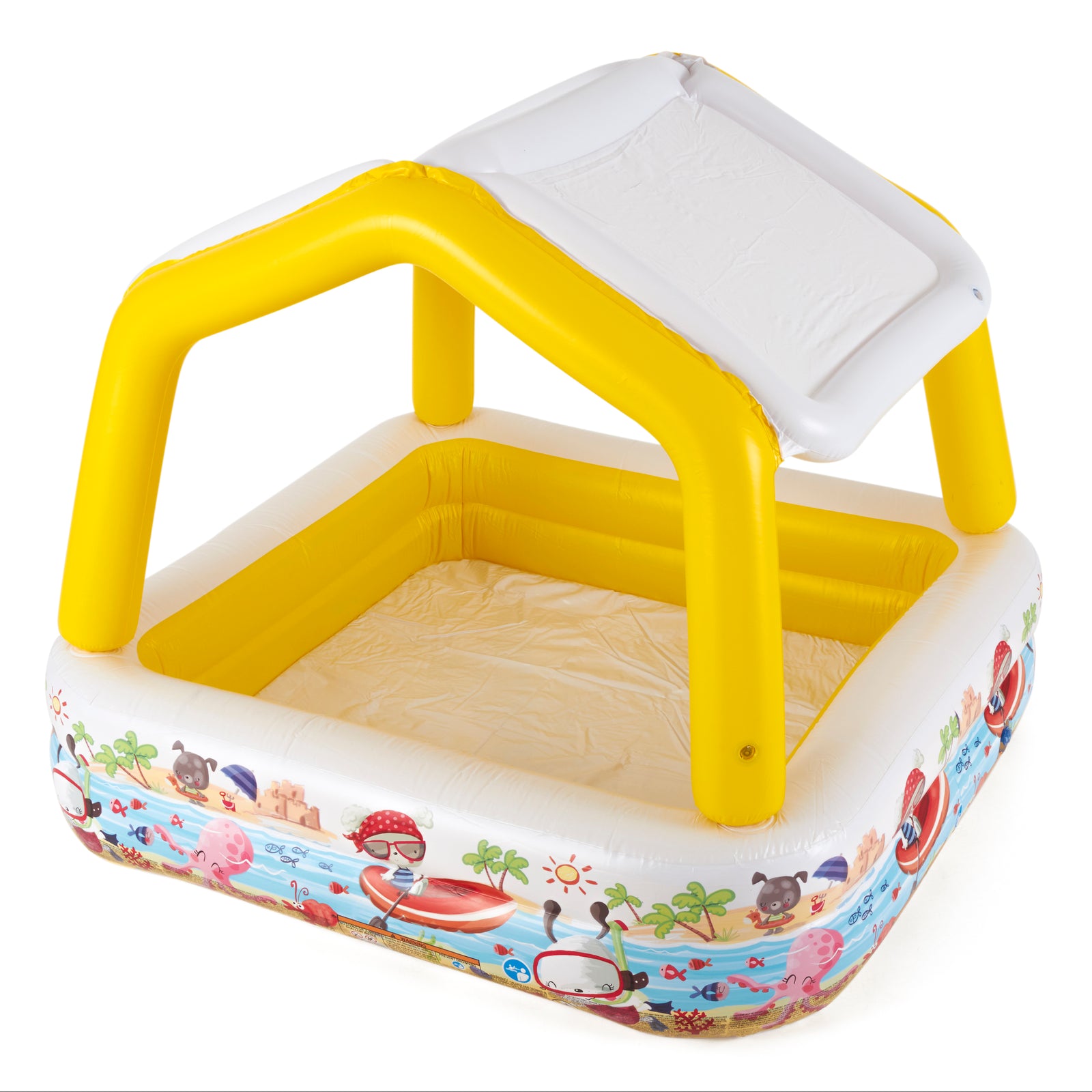 Intex Inflatable Ocean Scene Sun Shade Kids Swimming Pool With Canopy (Used) - VMInnovations