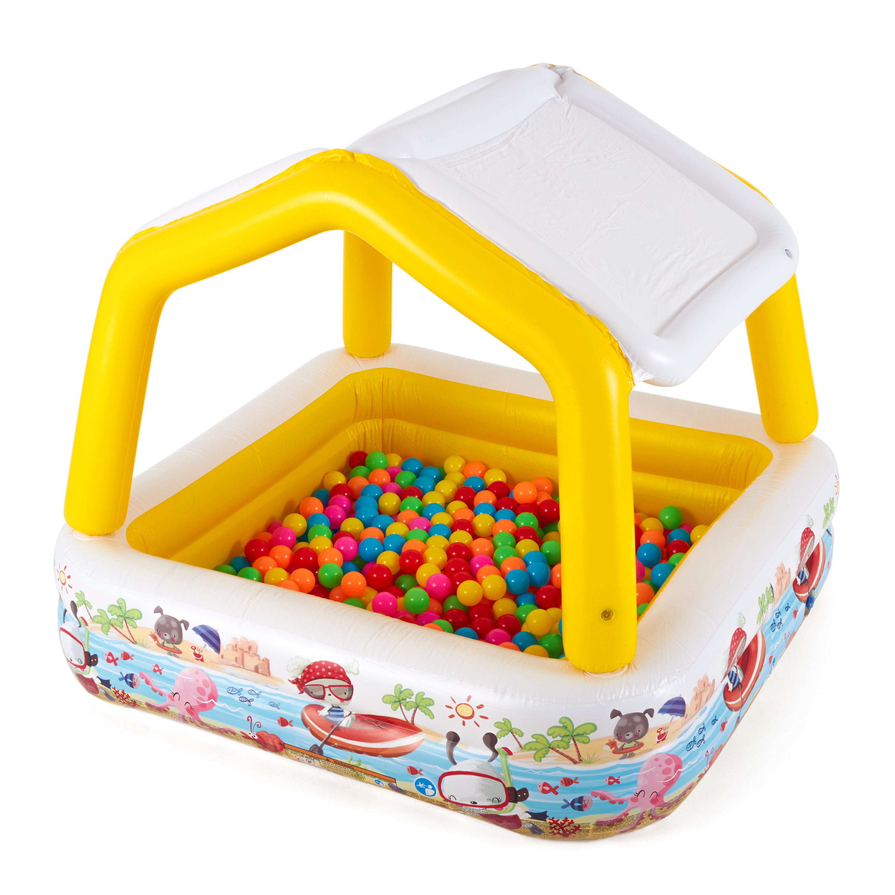 Intex Inflatable Ocean Scene Sun Shade Kids Swimming Pool With Canopy (Used) - VMInnovations