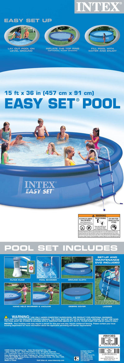 INTEX 15' x 36" Easy Set Swimming Pool Kit w/ 1000 GPH Filter Pump (Open Box)