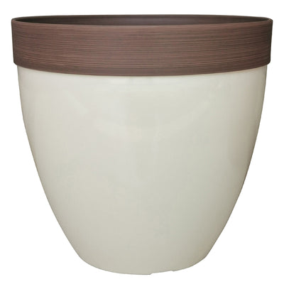 Southern Patio 15-Inch Hornsby Resin Planter with Drainage Hole and Plug, Beige