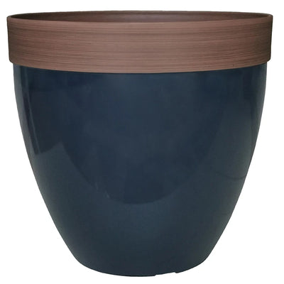 Southern Patio 15-Inch Hornsby Resin Planter with Drainage Hole and Plug, Blue