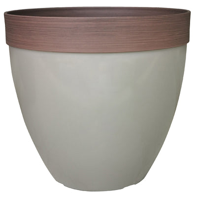 Southern Patio 15-Inch Hornsby Resin Planter with Drainage Hole and Plug, Taupe