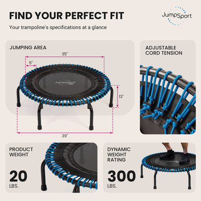 JumpSport 39" Fitness Trampoline w/Blue EnduroLast Elastic Cords (For Parts)
