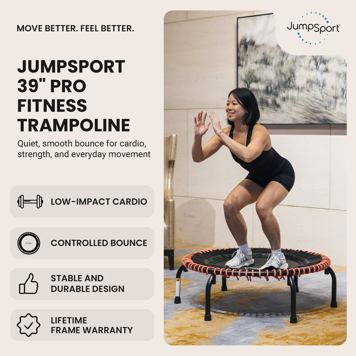 JumpSport 39" Fitness Trampoline with Pink EnduroLast Elastic Cords (Used)