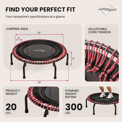 JumpSport 39" Fitness Trampoline with Pink EnduroLast Elastic Cords (Used)