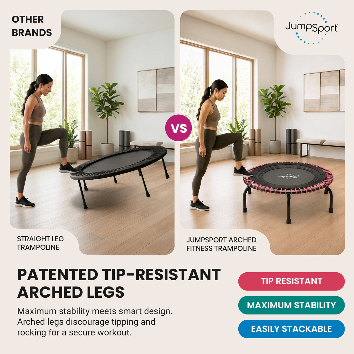 JumpSport 39" Fitness Trampoline with Pink EnduroLast Elastic Cords (Used)