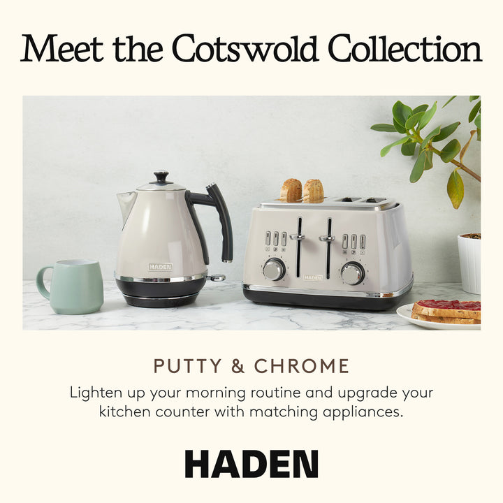 Haden Cotswold 4 Slice Toaster w/Wide Slot & Adjustable Browning,Putty(Open Box)