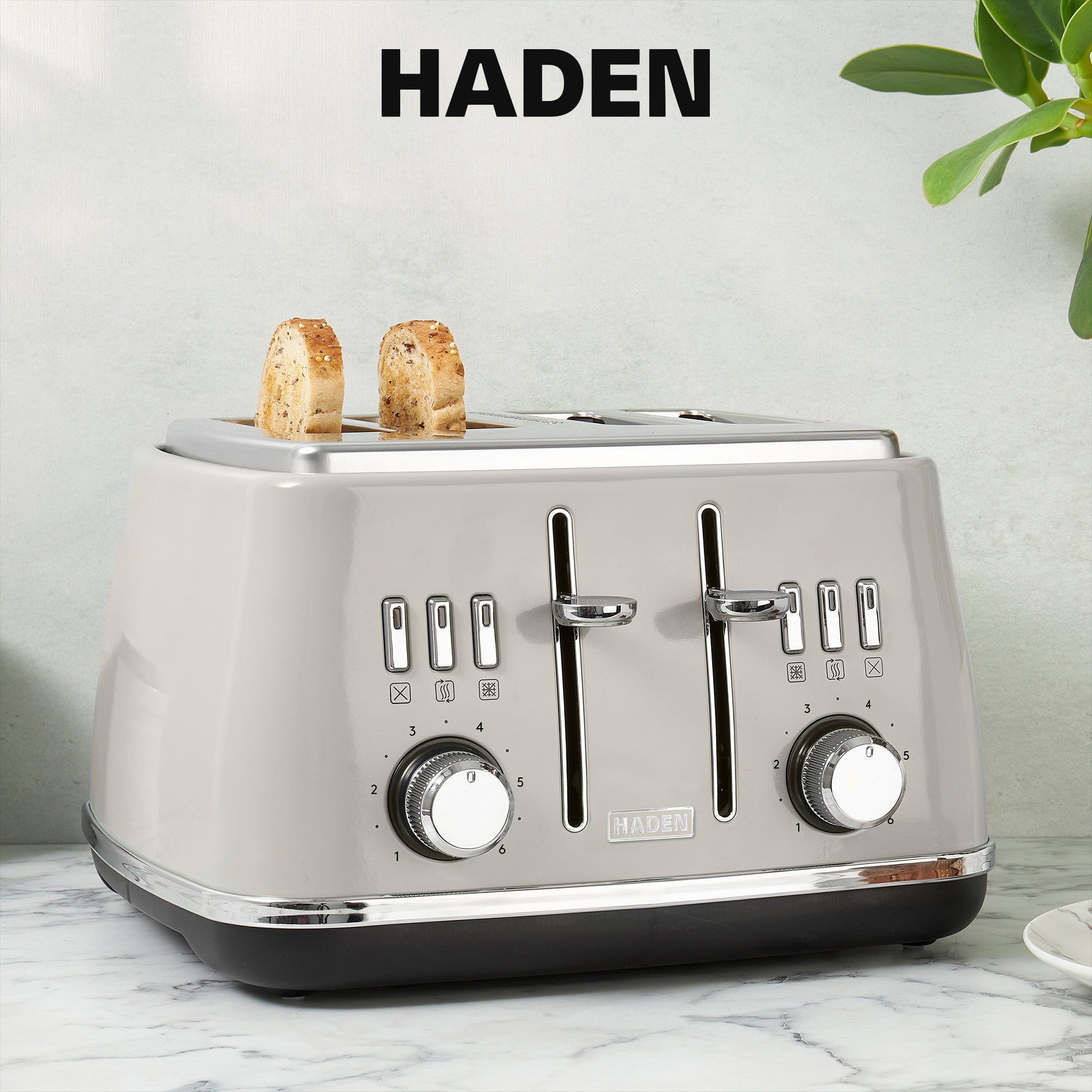 Haden Cotswold 4 Slice Toaster with Wide Slot & Adjustable Browning, Putty(Used) - VMInnovations