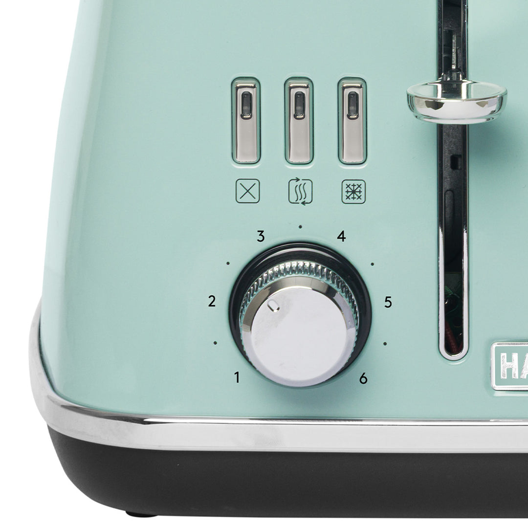Haden Cotswold 4 Slice Extra Wide Slot Stainless Steel Toaster with Tray, Sage - VMInnovations