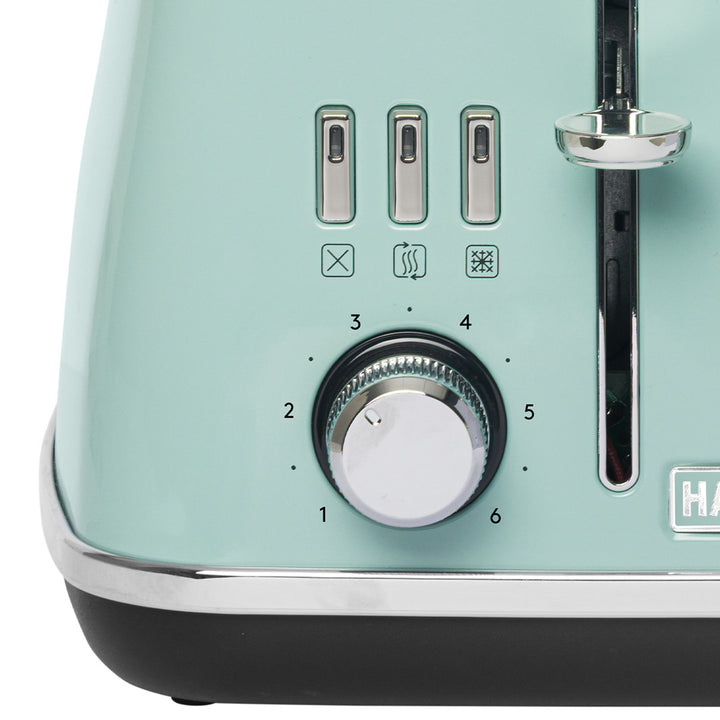 Haden Cotswold 4 Slice Extra Wide Slot Stainless Steel Toaster with Tray, Sage - VMInnovations