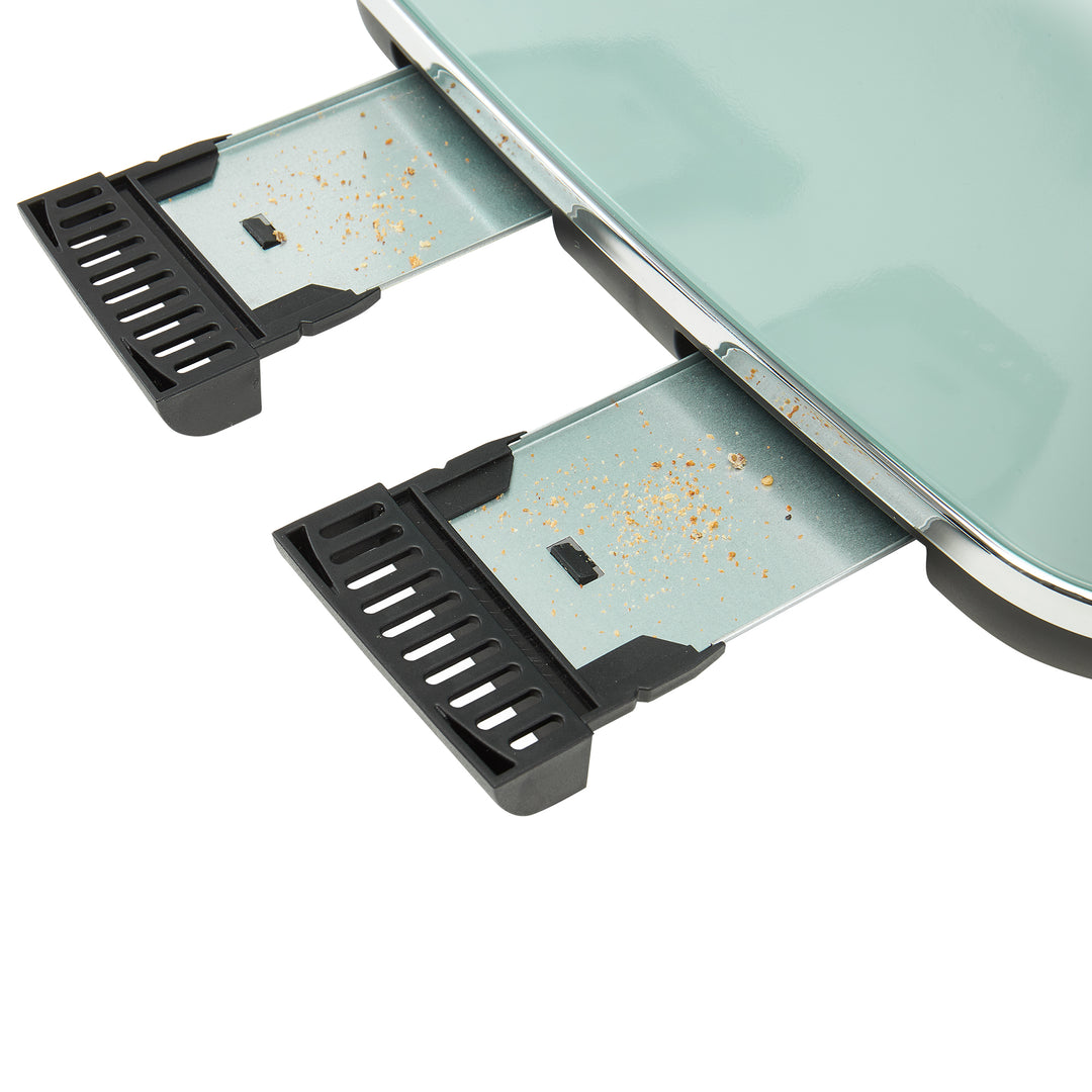 Haden Cotswold 4 Slice Extra Wide Slot Stainless Steel Toaster with Tray, Sage - VMInnovations