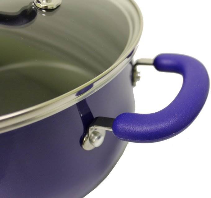Rachael Ray 10-Piece Porcelain Enamel Cookware Set Nonstick Pots Pans - Blue