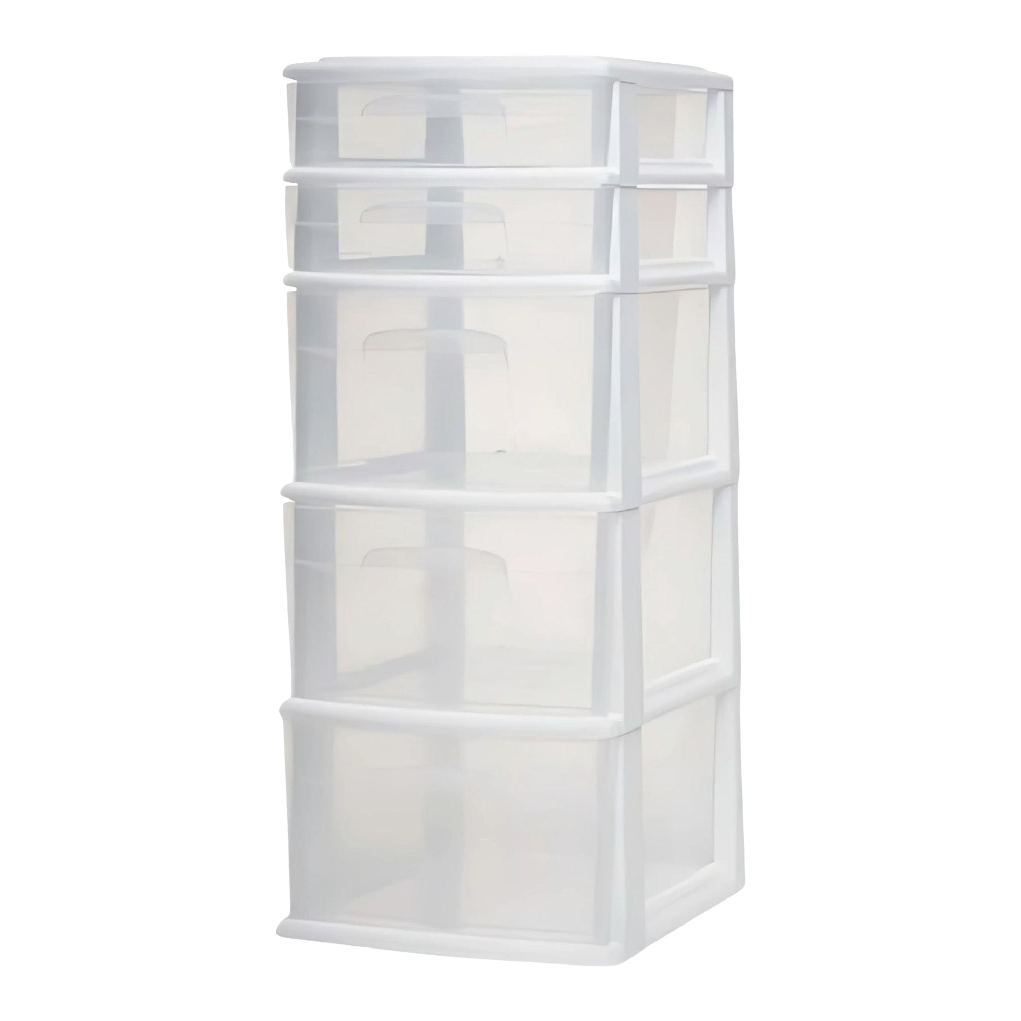 Homz Plastic 5 Drawer Medium Home Storage Cart, White Frame w/ Drawer (Open Box)