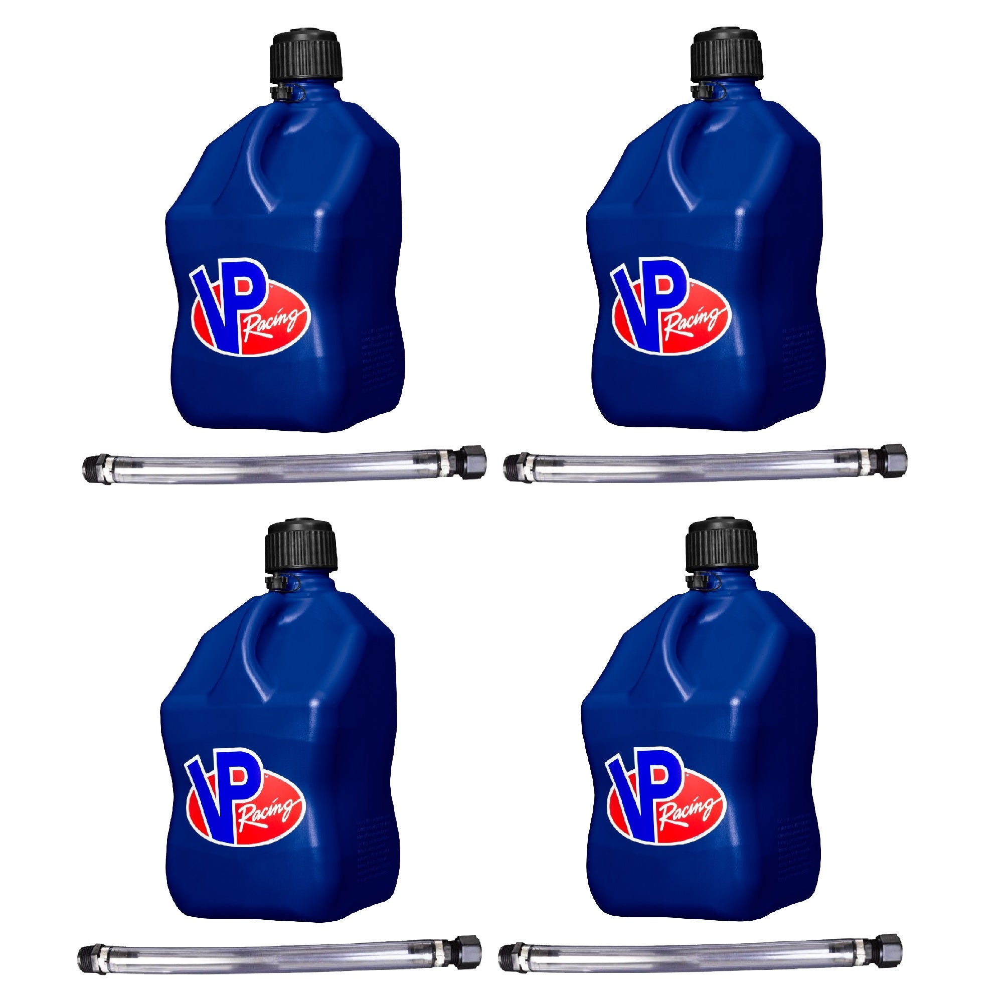 VP Racing Fuels 5.5 Gallon Utility Jugs with Deluxe Filler Hoses, Blue (4 Pack)