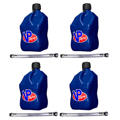 VP Racing Fuels 5.5 Gallon Utility Jugs with Deluxe Filler Hoses, Blue (4 Pack)